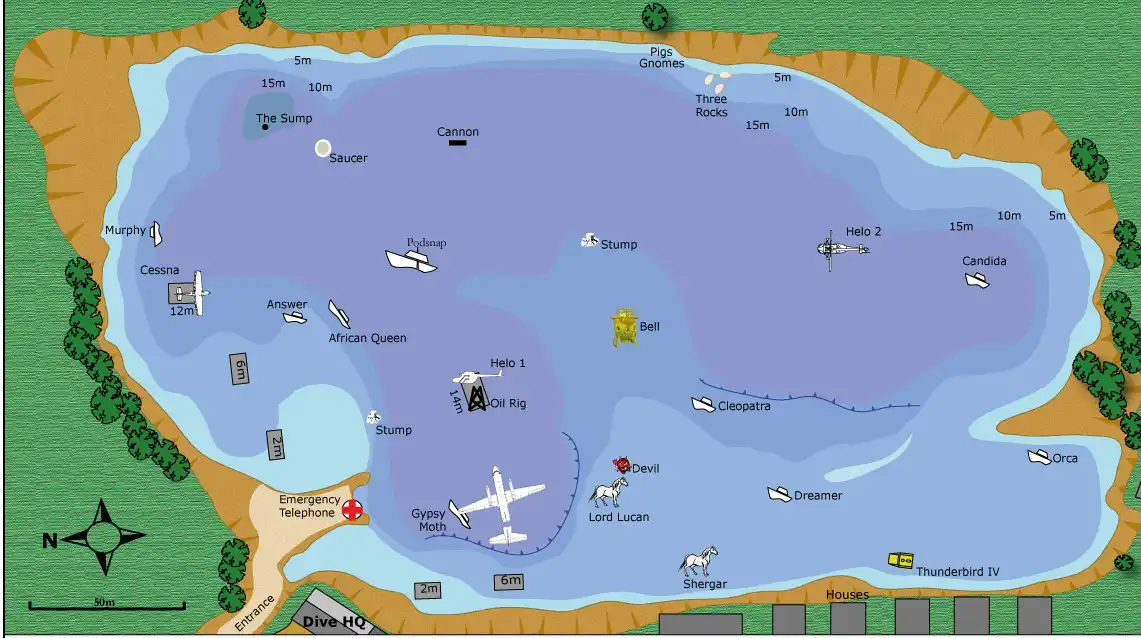 Capernwray Dive Site Map